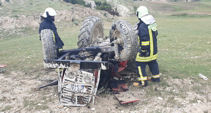 Traktör devrildi sürücü Ali Altuğ yaralandı