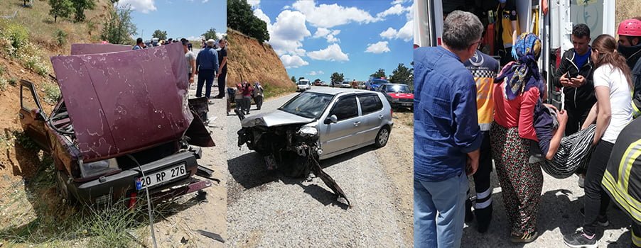 İki otomobil kafa kafaya çarpıştı:5 yaralı