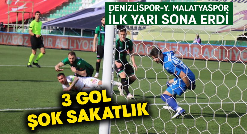 Denizlispor-Yeni Malatyaspor ilk yarı sona sonucu