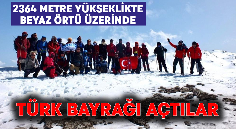 Doğaseverler 2364 metre yükseklikteki zirvede Türk bayrağı açtı