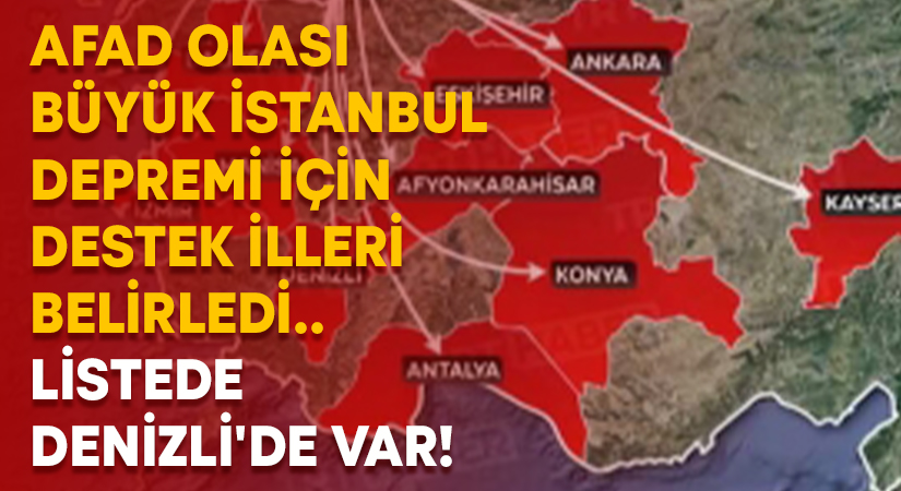 AFAD olası büyük İstanbul Depremi için destek illeri belirledi.. Listede Denizli’de var!